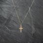 Second Hand 9ct Yellow Gold Plain Cross Pendant & 18 Inch Curb Chain 41142719