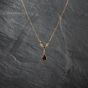 Second Hand 9ct Yellow Gold Garnet & Seed Pearl Pendant & 18 Inch Figaro Chain 41142725