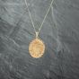 Second Hand 9ct Yellow Gold Rope Edged Hand Engraved Oval Locket Pendant & 18 Inch Curb Chain 41142737