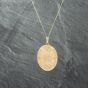 Second Hand 9ct Yellow Gold Oval Flower Design Locket Pendant & 18 Inch Curb Chain 41142738