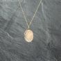 Second Hand 9ct Two Colour Gold Oval Flower Design Locket Pendant & 18 Inch Curb Chain 41142739