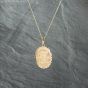 Second Hand 9ct Yellow Gold Oval Scollop Edge Engraved Locket Pendant & 18 Inch Curb Chain 41142740