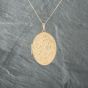 Second Hand 9ct Yellow Gold Large Oval Patterned Locket Pendant & 18 Inch Curb Chain 41142742