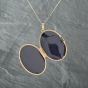 Second Hand 9ct Yellow Gold Large Oval Patterned Locket Pendant & 18 Inch Curb Chain 41142742