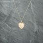 Second Hand 9ct Yellow Gold Hand Engraved Heart Locket Pendant & 18 Inch Curb Chain 41142745