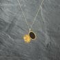 Second Hand 9ct Two Colour Gold Oval Flower Design Locket Pendant & 18 Inch Curb Chain 41142751