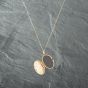 Second Hand 9ct Two Colour Gold Oval Patterned Locket Pendant & 18 Inch Curb Chain 41142754