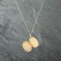 Second Hand 9ct Two Colour Gold Oval Birds And Flowers Locket Pendant & 18 Inch Curb Chain 41142755