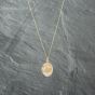 Second Hand 9ct Two Colour Gold Diamond Cut Patterned Oval Locket Pendant & 18 Inch Curb Chain 41142756
