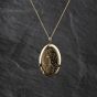 Second Hand 9ct Yellow Gold Large Oval Hand Engraved Locket Pendant & 22 Inch Prince Of Wales Chain 41142767