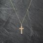 Second Hand 9ct Yellow Gold Hand Engraved Cross Pendant & 18 Inch Curb Chain 41142773