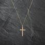 Second Hand 9ct Yellow Gold Hand Engraved Cross Pendant & 18 Inch Curb Chain 41142776