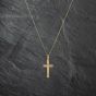 Second Hand 9ct Yellow Gold Diamond Cut Spray Cross Pendant & 18 Inch Curb Chain 41142777