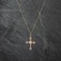 Second Hand 9ct Two Colour Gold Bubble Edged Cross Pendant & 18 Inch Curb Chain 41142780