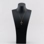 Second Hand 9ct Two Colour Gold Bubble Edged Cross Pendant & 18 Inch Curb Chain 41142780