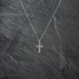 Second Hand White Gold Diamond Channel Set Cross Pendant & 18 Inch Curb Chain 41142781
