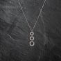 Second Hand 9ct White Gold Triple Graduating Circle Drop Pendant & 18 Inch Curb Chain 41142799