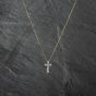 Second Hand Yellow Gold Cubic Zirconia Twist Cross Pendant & 18 Inch Curb Chain 41142803