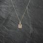 Second Hand 9ct Yellow Gold Opaque Coloured Centre Stone Diamond Bar Pendant & 18 Inch Curb Chain 41142805