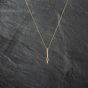 Second Hand 9ct Yellow Gold Cognac Diamond Bar Pendant & 18 Inch Curb Chain 41142806