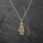 Second Hand 9ct Yellow Gold Cubic Zirconia Clown Gemstone Pendant & 19 Inch Trace Chain 41142808