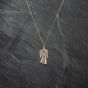 Second Hand 9ct Two Colour Gold Diamond Angel Pendant & 18 Inch Curb Chain 41142815