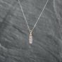 Second Hand 18ct Two Colour Gold 0.10ct Brilliant Cut Diamond Three Stone Gemstone Pendant & 18 Inch Curb Chain 41142821