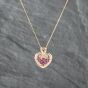 Second Hand 9ct Yellow Gold Ruby Heart Pendant & 18 Inch Curb Chain 41142822