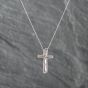 Second Hand 9ct White Gold Diamond Cross Pendant & 18 Inch Curb Chain 41142825