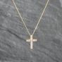 Second Hand 9ct Yellow Gold 0.30ct Brilliant Cut Diamond Cross Pendant & 18 Inch Curb Chain 41142827