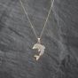 Second Hand 9ct Yellow Gold 0.25ct Diamond Dolphin Pendant & 18 Inch Curb Chain 41142829