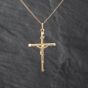 Second Hand 9ct Yellow Gold Large Crucifix Cross Pendant & 22 Inch Curb Chain 41142833