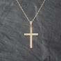 Second Hand 9ct Yellow Gold Plain Cross Pendant & 16 Inch Hayseed Chain 41142835