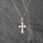 Second Hand Yellow Gold Cubic Zirconia Channel Set Cross Pendant & 18 Inch Curb Chain 41142837