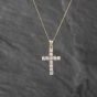 Second Hand 9ct Yellow Gold Cubic Zirconia Cross Pendant & 18 Inch Curb Chain 41142838