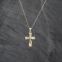 Second Hand 9ct Yellow Gold Twist Cross Pendant & 18 Inch Curb Chain 41142839