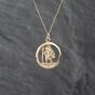 Second Hand 9ct Yellow Gold Open Work St Christopher Pendant & 18 Inch Curb Chain 41142843