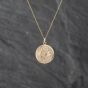 Second Hand 9ct Yellow Gold Round St Christopher Pendant & 18 Inch Curb Chain 41142844