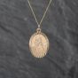 Second Hand 9ct Yellow Gold Oval St Christopher Pendant & 18 Inch Curb Chain 41142845