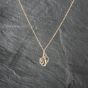 Second Hand 9ct Yellow Gold Sapphire & Cubic Zirconia Pendant & 16 Inch Curb Chain 41142850