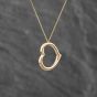 Second Hand Yellow Gold Open Heart Pendant & 18 Inch Curb Chain 41142854