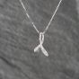 Second Hand White Gold Bow Pendant & 18 Inch Curb Chain 41142855