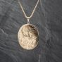 Second Hand 9ct Yellow Gold Large Hand Engraved Locket Pendant & 24 Inch Byzantine Chain 41142859