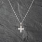 Second Hand 18ct White Gold Brilliant Cut Diamond Chunky Cross Pendant & 18 Inch Curb Chain 41142861