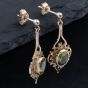 Second Hand 9ct Yellow Gold Peridot Filigree Drop Earrings With Pendant & 18 Inch Trace Chain 41142865