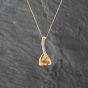 Second Hand 9ct Yellow Gold Citrine Triangular Bar Pendant & 18 Inch Curb Chain 41142868