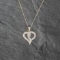 Second Hand 9ct Yellow Gold 0.25ct Diamond Heart Pendant & 18 Inch Curb Chain 41142869
