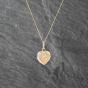 Second Hand 9ct Yellow Gold Engraved Heart Locket Pendant & 18 Inch Curb Chain 41142870