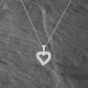 Second Hand 9ct White Gold 0.25ct Brilliant Cut Diamond Open Heart Pendant & 18 Inch Curb Chain 41142871