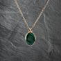 Second Hand 9ct Yellow Gold Malachite & Mother Of Pearl Rotating Fob Pendant & 20 Inch Belcher Chain 41142876